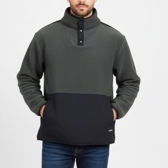 Allbirds Fluff Fleece Jacket Mens Large Gray Blue Quarter Snap Outdoor Wear